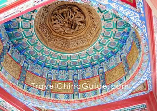 Intricate painted ceiling of a pavilion
